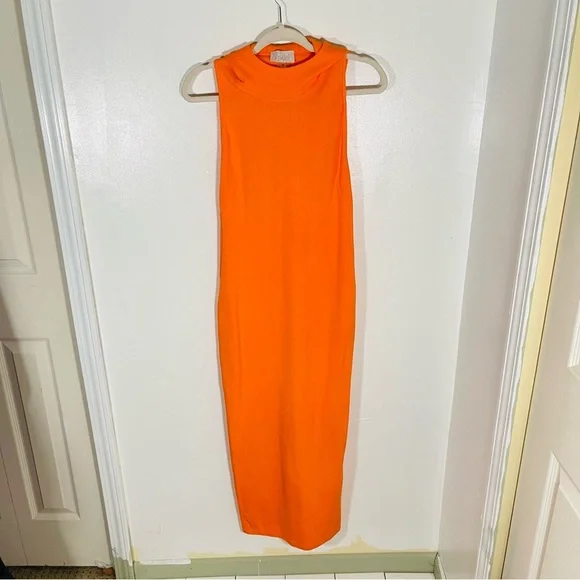 NEW Victor Glemaud Cut Out Hooded Dress Orange